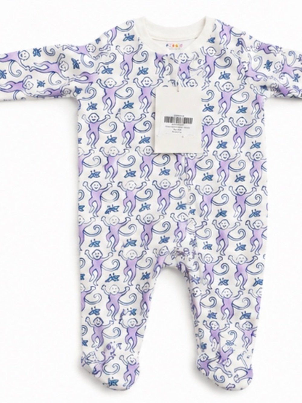 Roller Rabbit White Footed One-Piece with Purple Monkey Print
